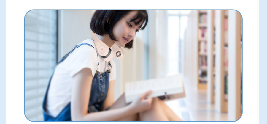 Portable USB Rechargeable Neckband Fan - 5000mAh Bladeless Neck Fan for Summer Cooling and Outdoor Use