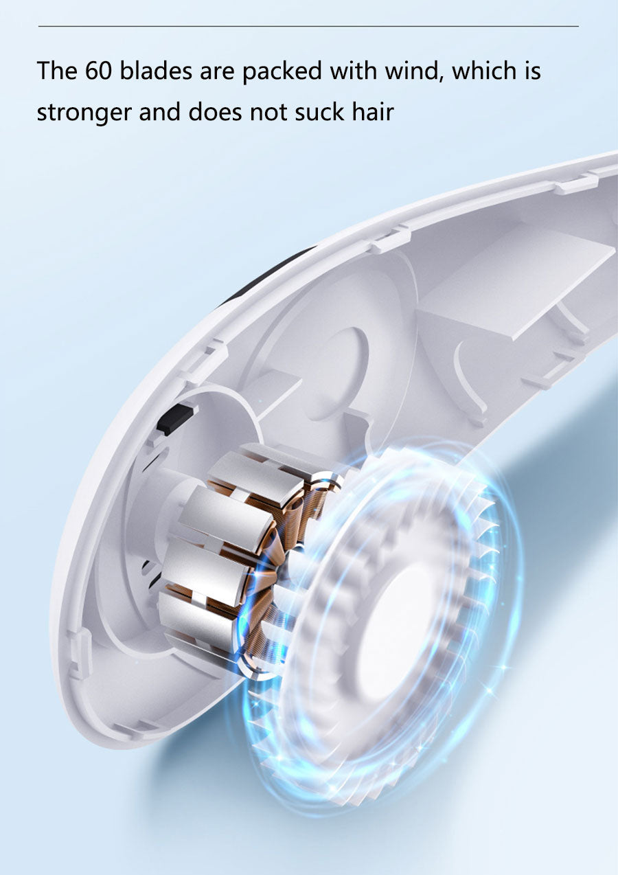 Portable USB Rechargeable Neckband Fan - 5000mAh Bladeless Neck Fan for Summer Cooling and Outdoor Use