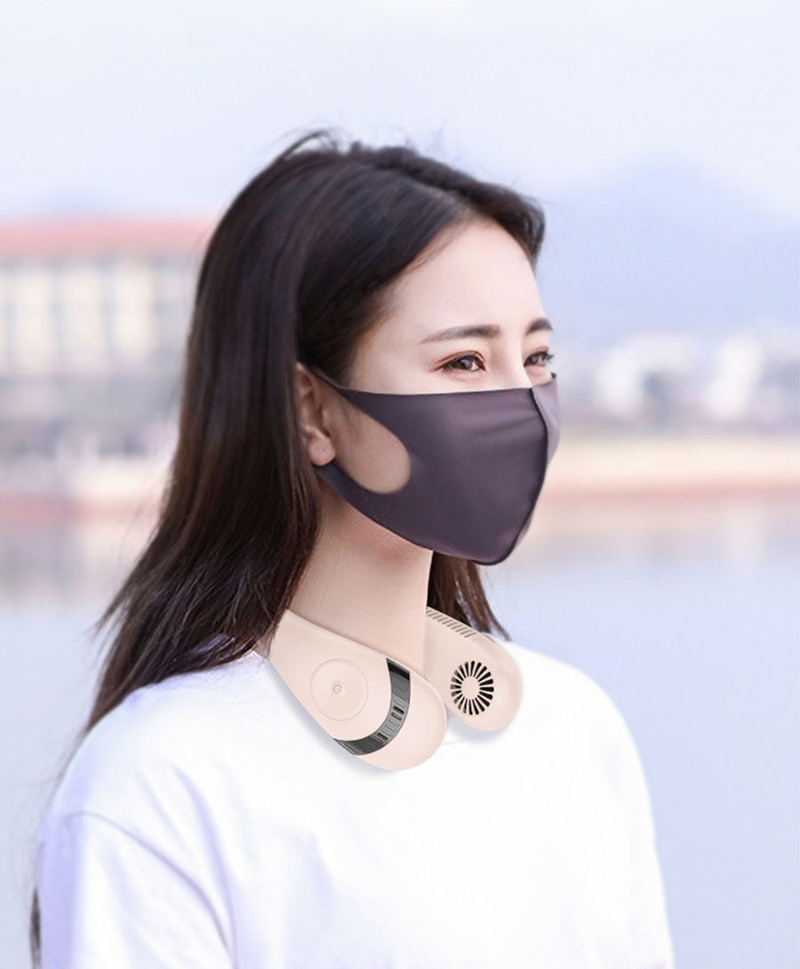 Portable USB Rechargeable Neckband Fan - 5000mAh Bladeless Neck Fan for Summer Cooling and Outdoor Use