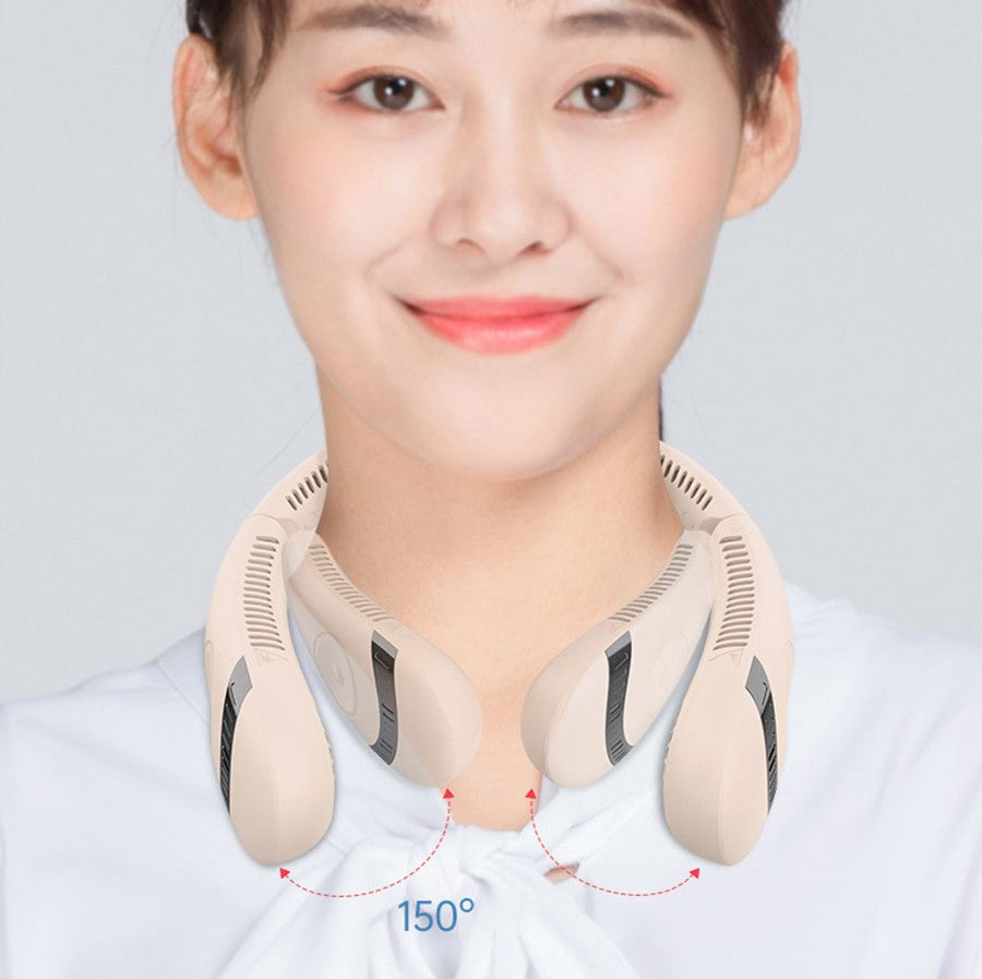 Portable USB Rechargeable Neckband Fan - 5000mAh Bladeless Neck Fan for Summer Cooling and Outdoor Use