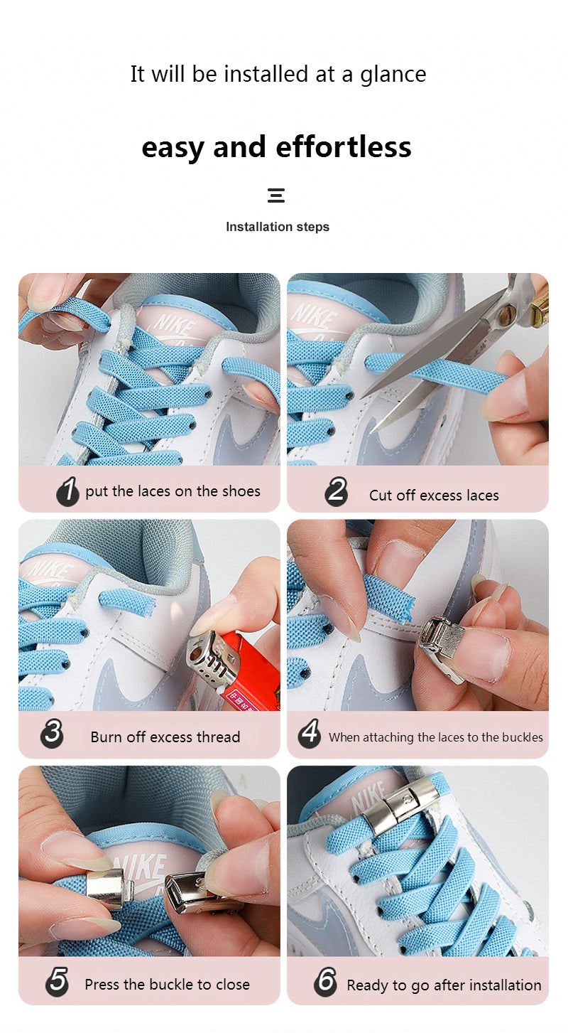 Easy-to-Use Press Lock Shoelaces - No Ties Needed! Perfect for Kids and Adults!