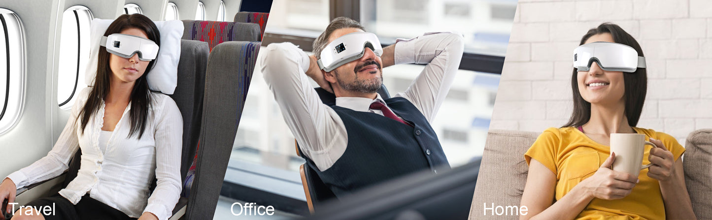 Smart Eye Massager with Heat, Vibration, Bluetooth Music - Relieve Fatigue and Dark Circles