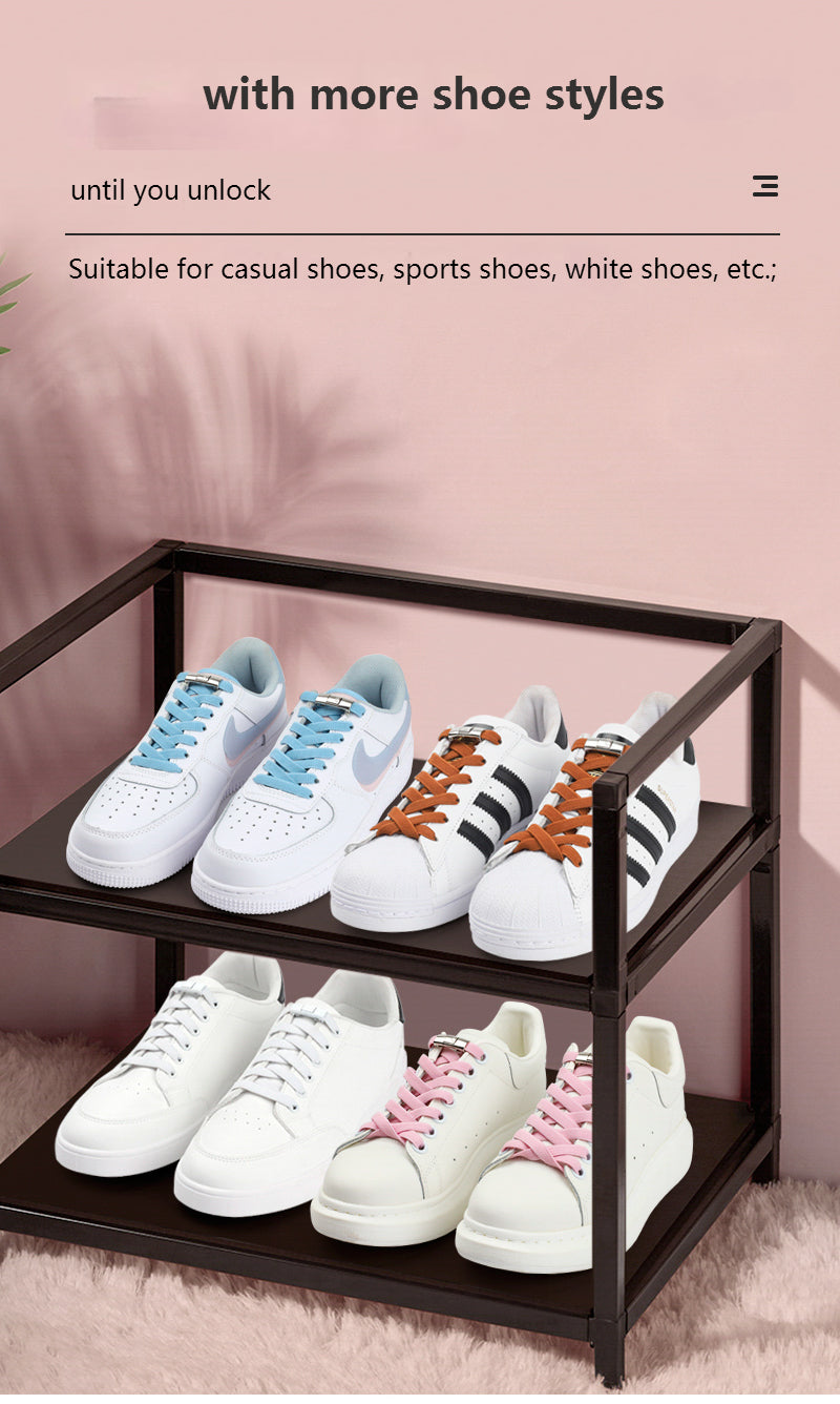 Easy-to-Use Press Lock Shoelaces - No Ties Needed! Perfect for Kids and Adults!