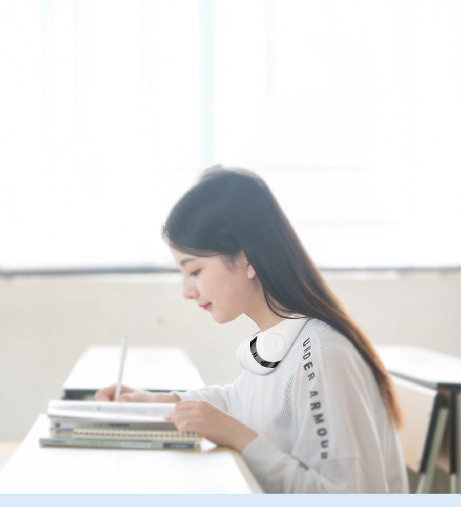 Portable USB Rechargeable Neckband Fan - 5000mAh Bladeless Neck Fan for Summer Cooling and Outdoor Use