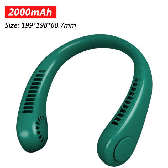 Portable USB Rechargeable Neckband Fan - 5000mAh Bladeless Neck Fan for Summer Cooling and Outdoor Use