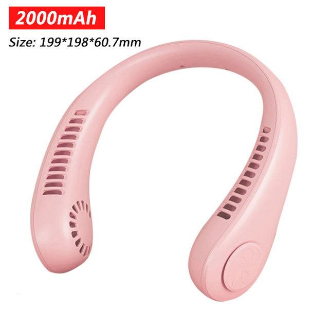 Portable USB Rechargeable Neckband Fan - 5000mAh Bladeless Neck Fan for Summer Cooling and Outdoor Use