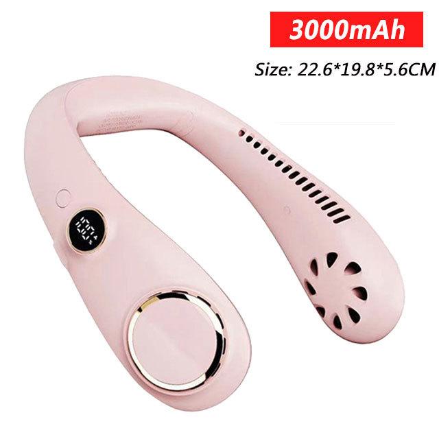 Portable USB Rechargeable Neckband Fan - 5000mAh Bladeless Neck Fan for Summer Cooling and Outdoor Use