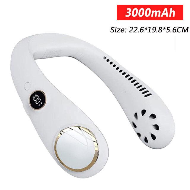 Portable USB Rechargeable Neckband Fan - 5000mAh Bladeless Neck Fan for Summer Cooling and Outdoor Use