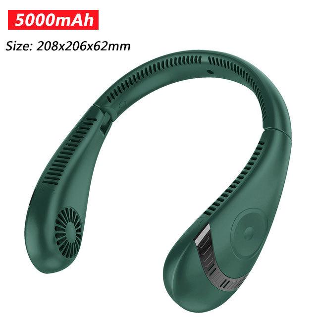 Portable USB Rechargeable Neckband Fan - 5000mAh Bladeless Neck Fan for Summer Cooling and Outdoor Use