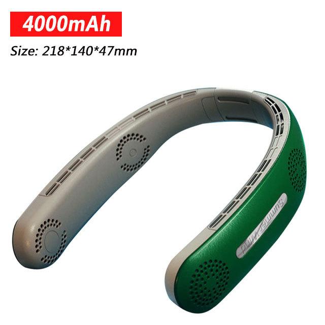 Portable USB Rechargeable Neckband Fan - 5000mAh Bladeless Neck Fan for Summer Cooling and Outdoor Use