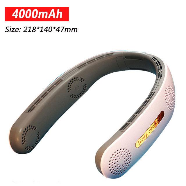 Portable USB Rechargeable Neckband Fan - 5000mAh Bladeless Neck Fan for Summer Cooling and Outdoor Use