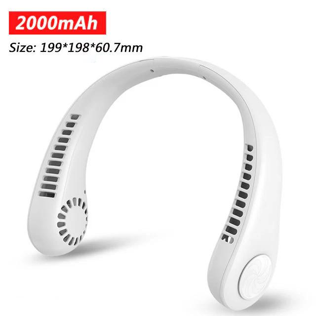 Portable USB Rechargeable Neckband Fan - 5000mAh Bladeless Neck Fan for Summer Cooling and Outdoor Use
