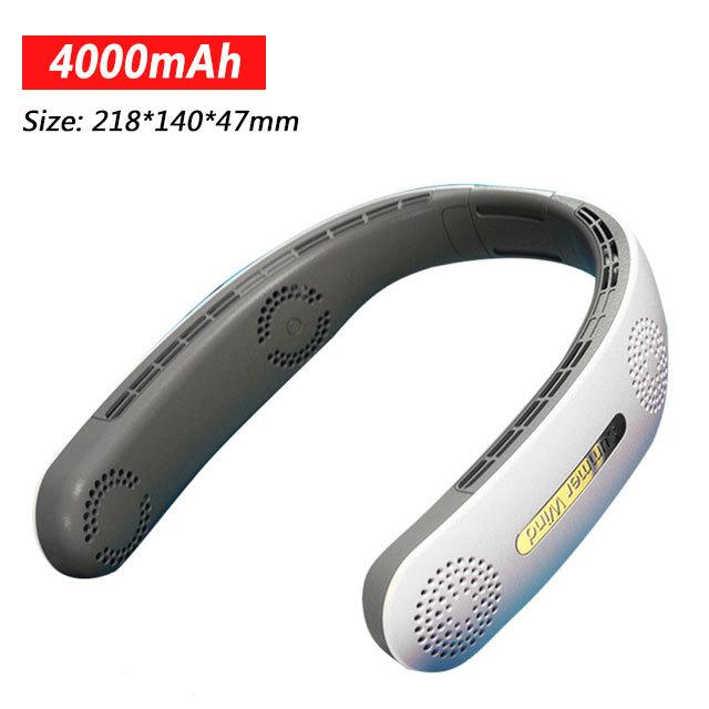 Portable USB Rechargeable Neckband Fan - 5000mAh Bladeless Neck Fan for Summer Cooling and Outdoor Use
