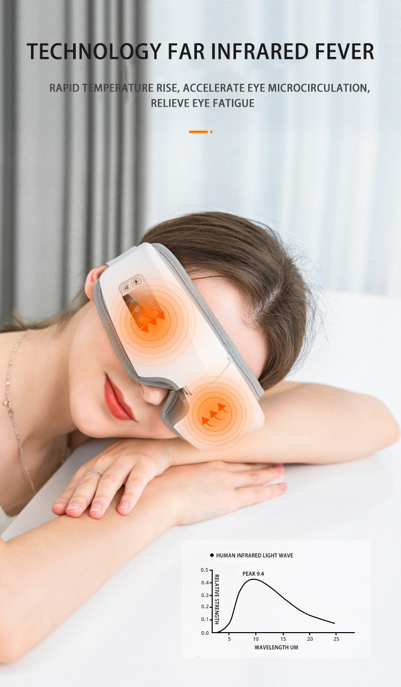 Smart Eye Massager with Heat, Vibration, Bluetooth Music - Relieve Fatigue and Dark Circles